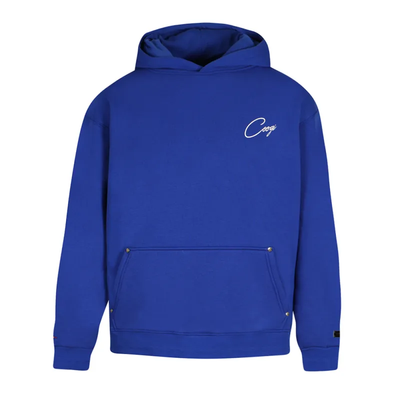 New - COOGI Script Hoody - Oversized - Royal: COOGI Crown Reserve HeavyLuxe Fleece made by COOGI