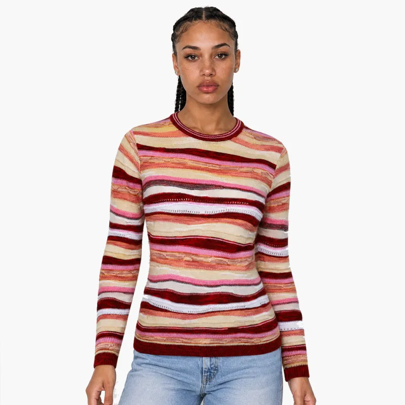 New - COOGI Women's All-Season Sweater Knit LS Top - Pink-Yellow made by COOGI