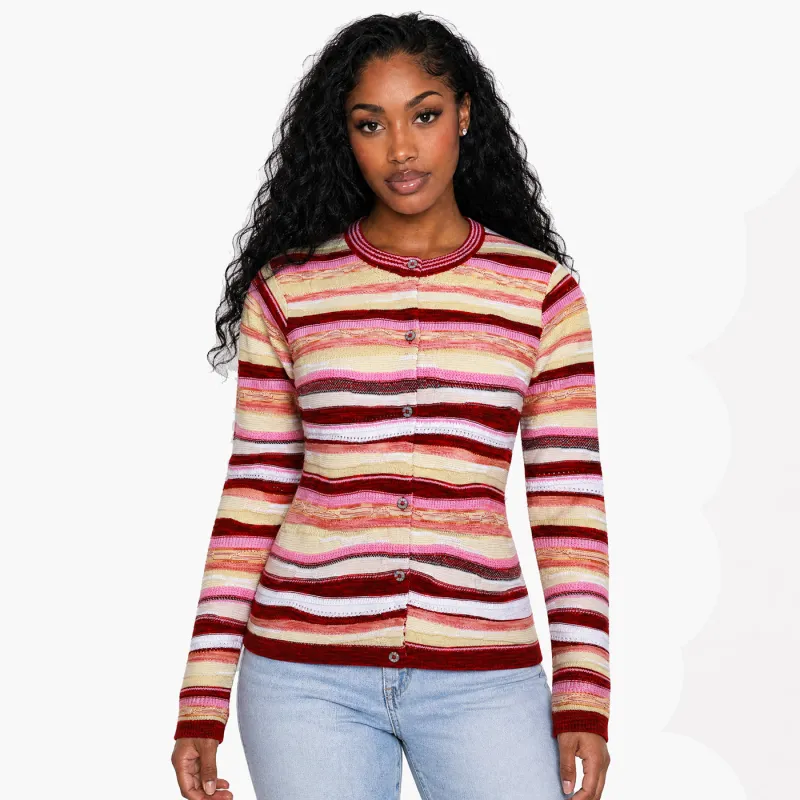 New - COOGI Women's All-Season Sweater Knit Cardigan - Pink-Yellow made by COOGI