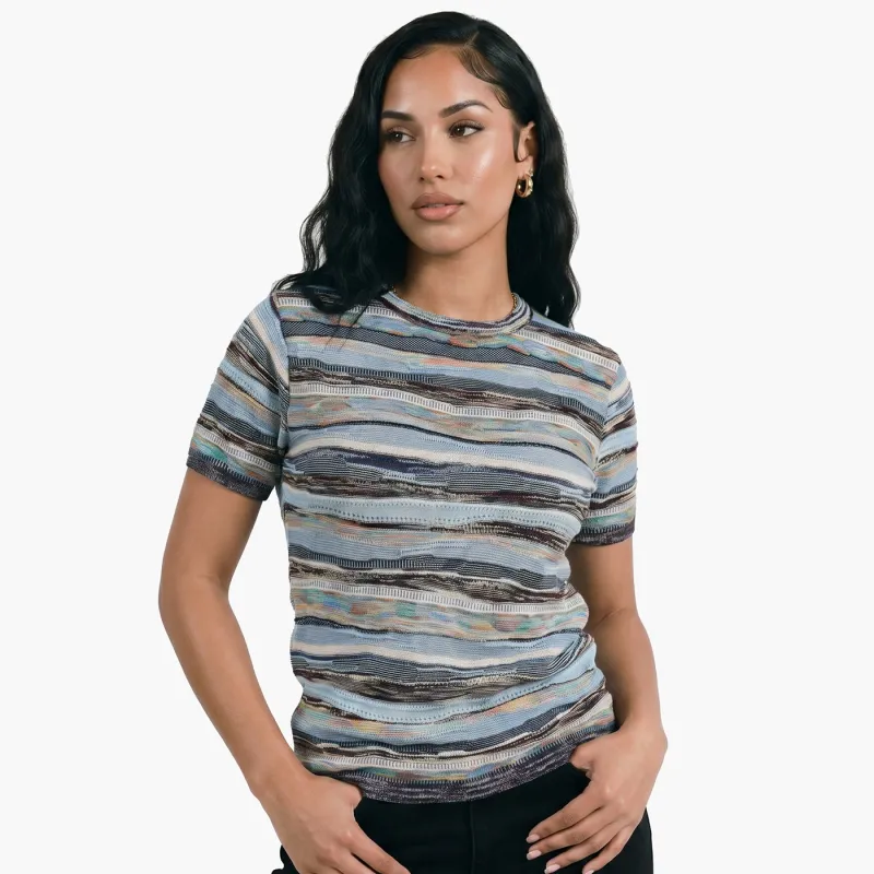 New - COOGI Women's All-Season Sweater Knit Top - Blue Multi made by COOGI