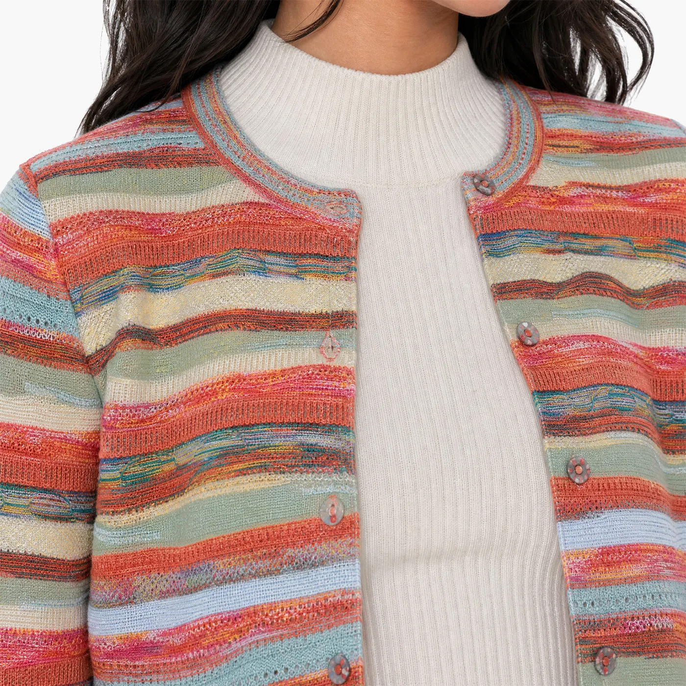 New - COOGI Women's All-Season Knit Cardigan - Orange Multi sold by COOGI product image thumbnail 4