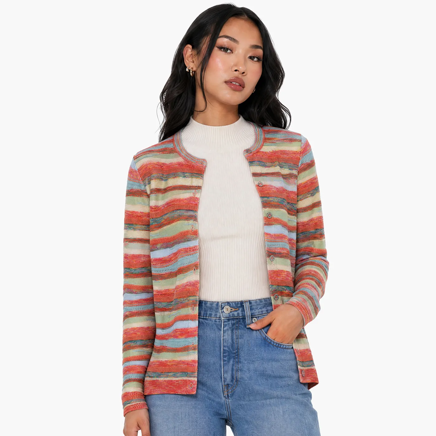 New - COOGI Women's All-Season Knit Cardigan - Orange Multi sold by COOGI product image thumbnail 2