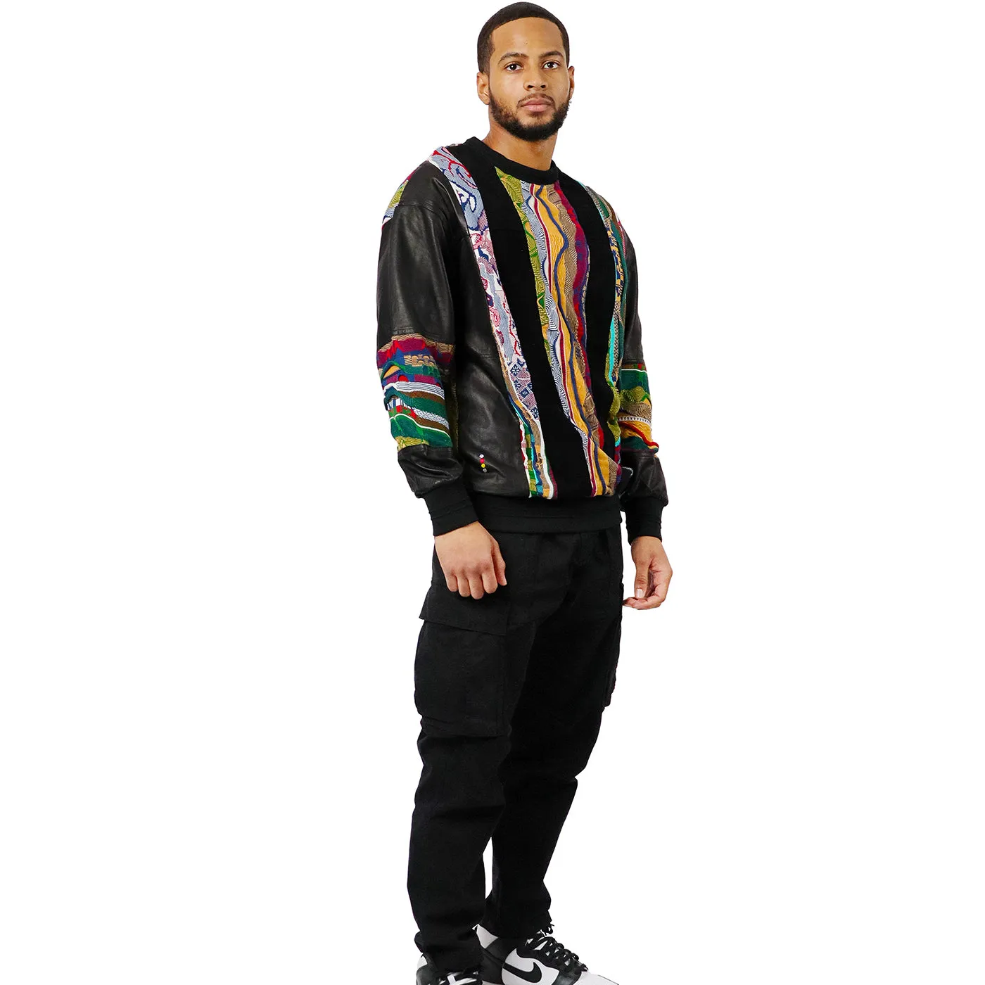 COOGI Leather, Suede and Sweater Pieced Crew - Black sold by COOGI product image thumbnail 5
