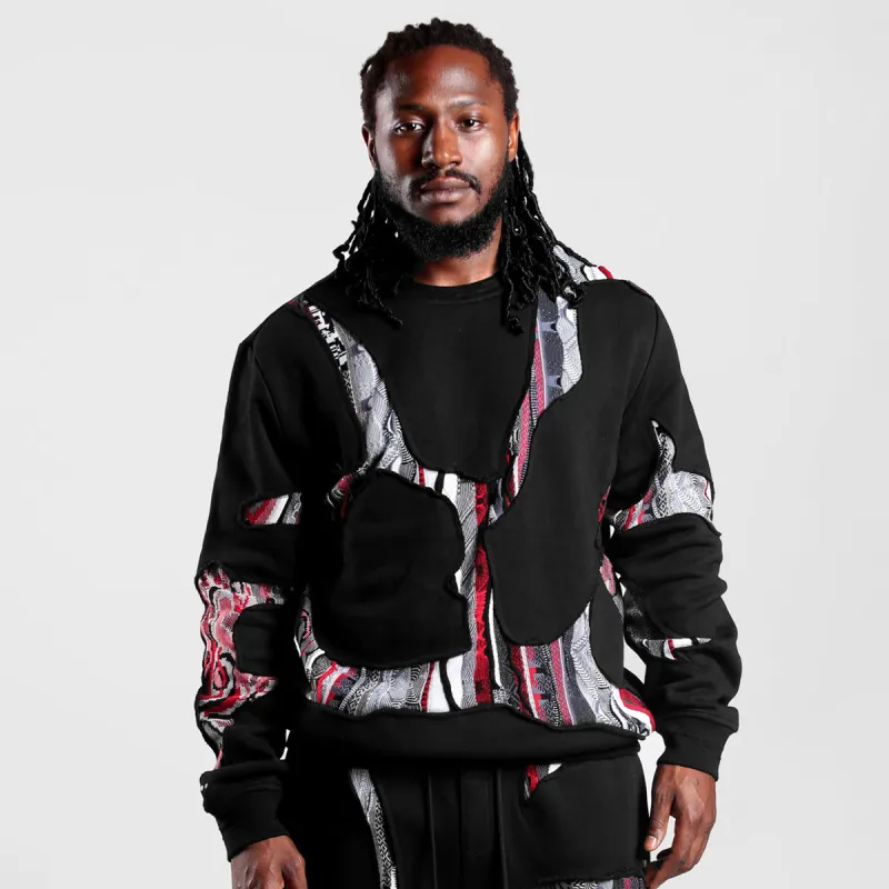 COOGI Sweater Patched Fleece Crew-Black-Red sold by COOGI