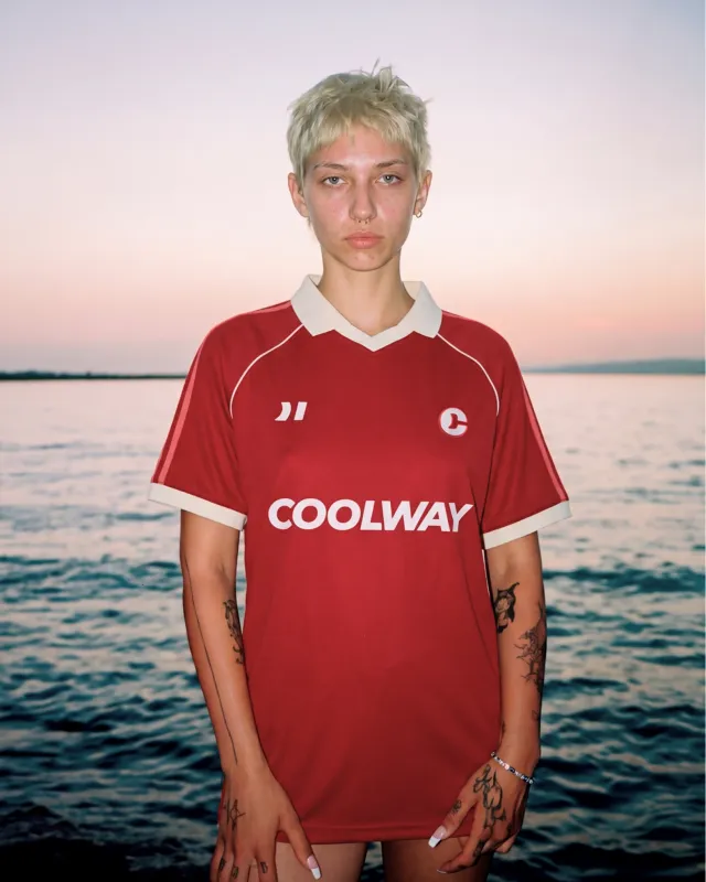 Hot Cherry Football Tee made by Coolway