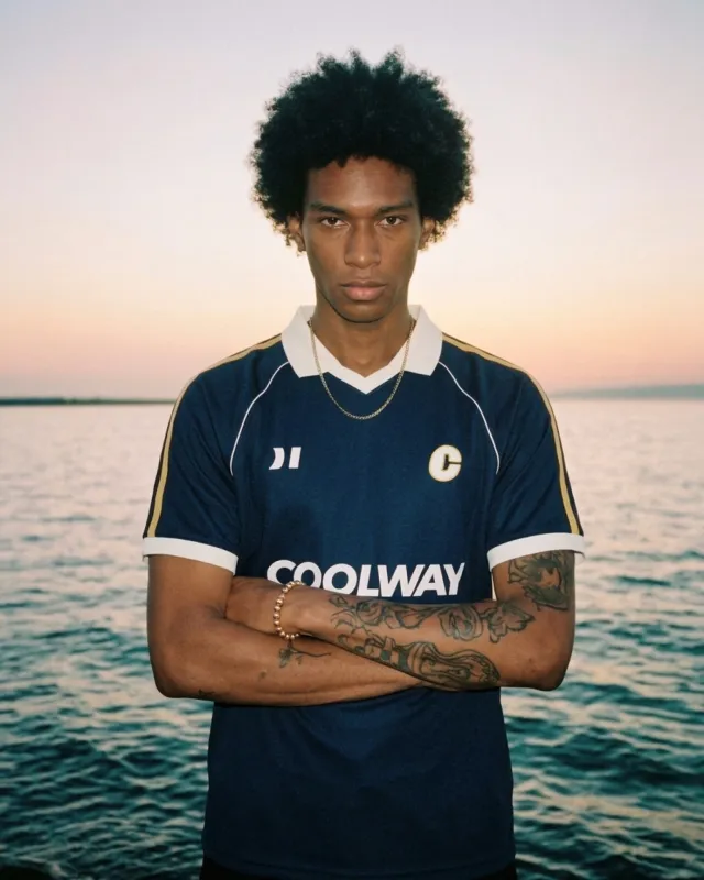 Navy Ink Football Tee made by Coolway