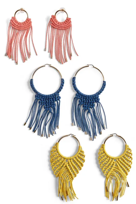 Large Macrame Hoop Earrings made by Corey Lynn Calter