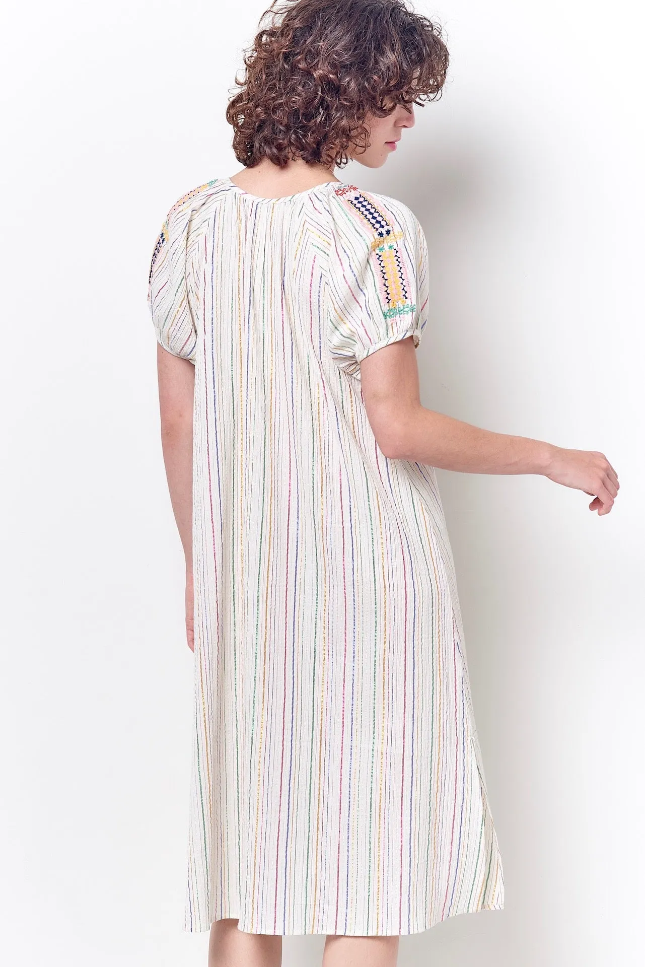 JESSICA Peasant Dress with Embroidery -Stripe sold by Corey Lynn Calter product image thumbnail 3