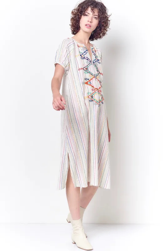 JESSICA Peasant Dress with Embroidery -Stripe made by Corey Lynn Calter