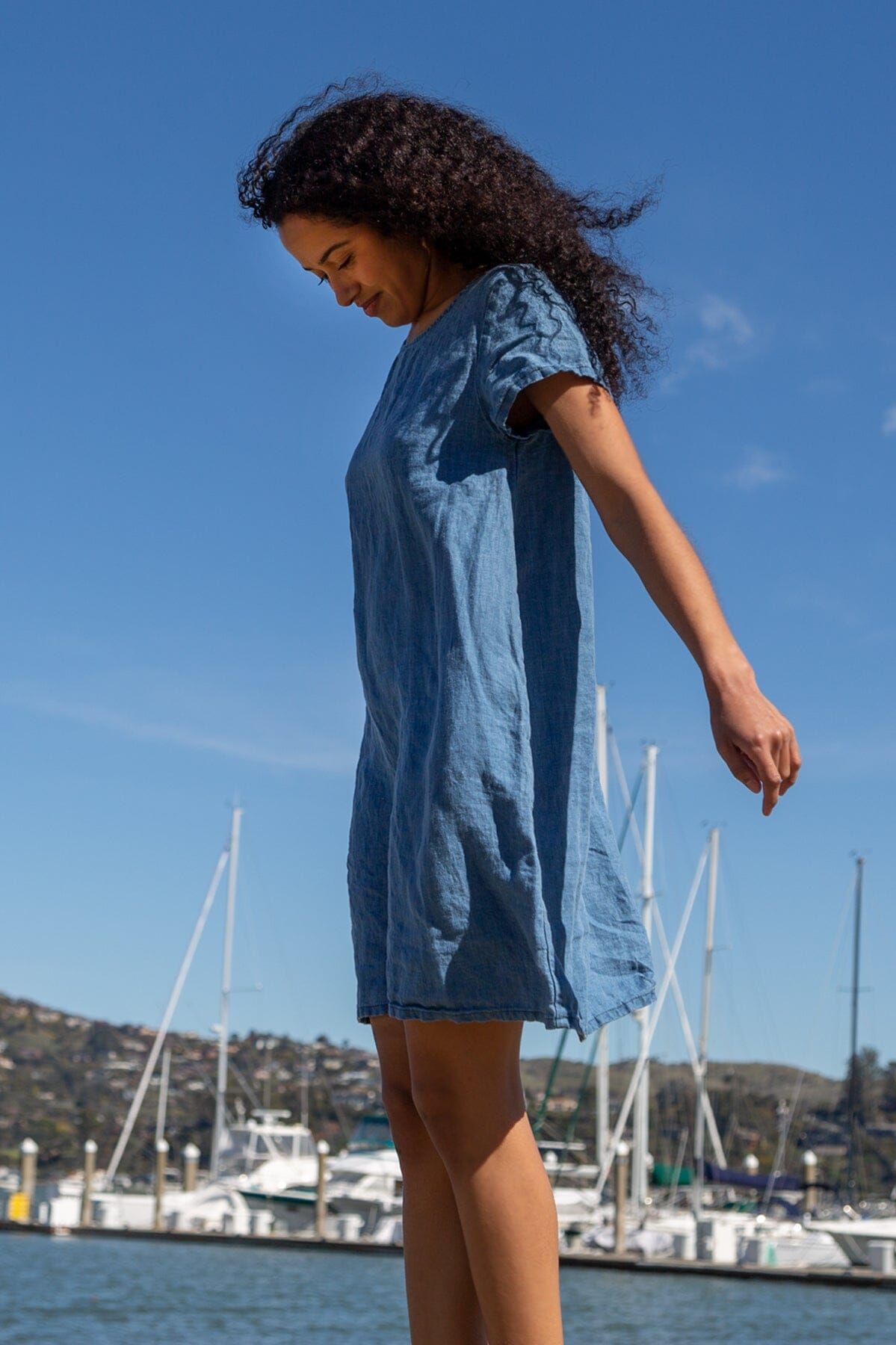 Mia - Indigo Linen sold by CP Shades