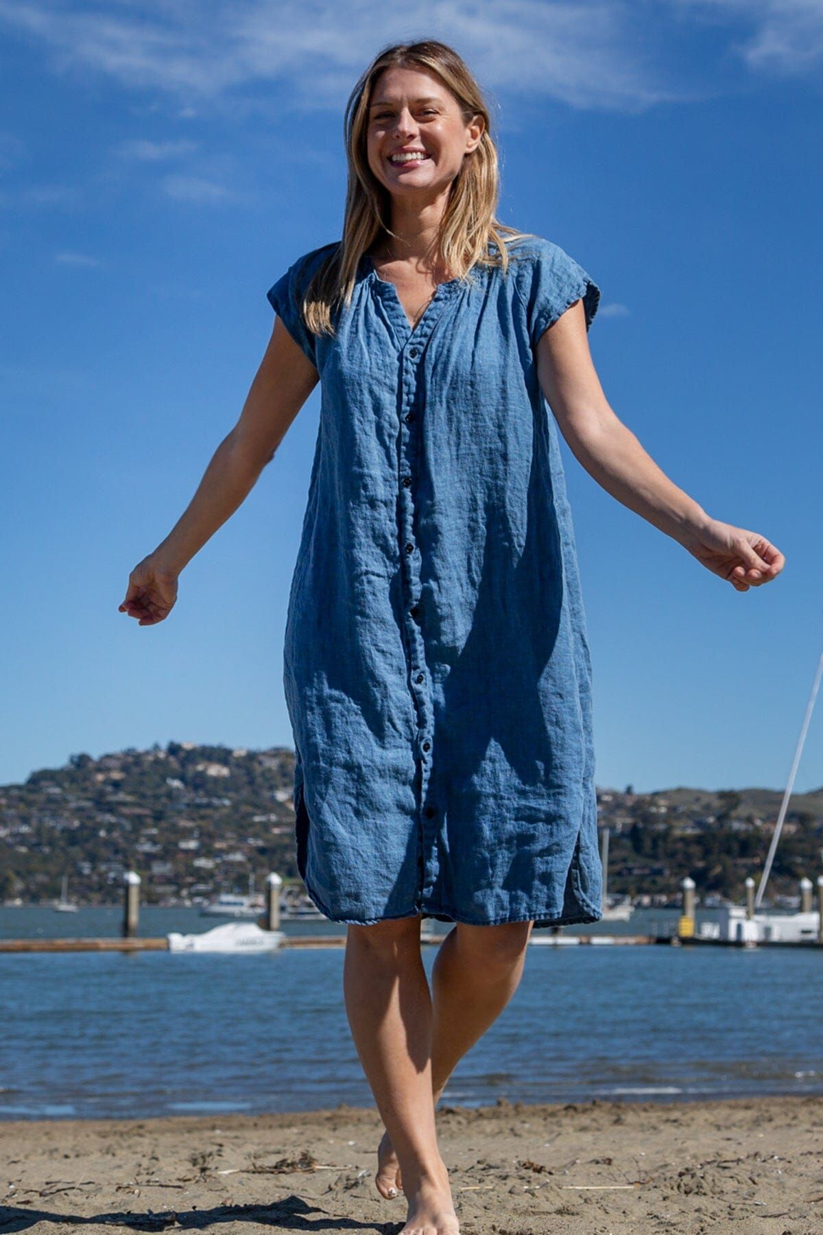 Lucille - Indigo Linen sold by CP Shades