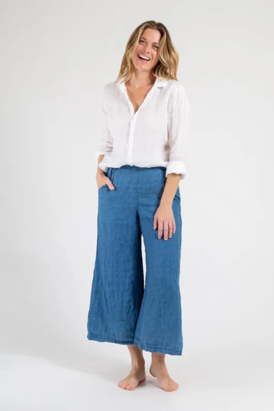 Wendy Cropped - Indigo Linen sold by CP Shades