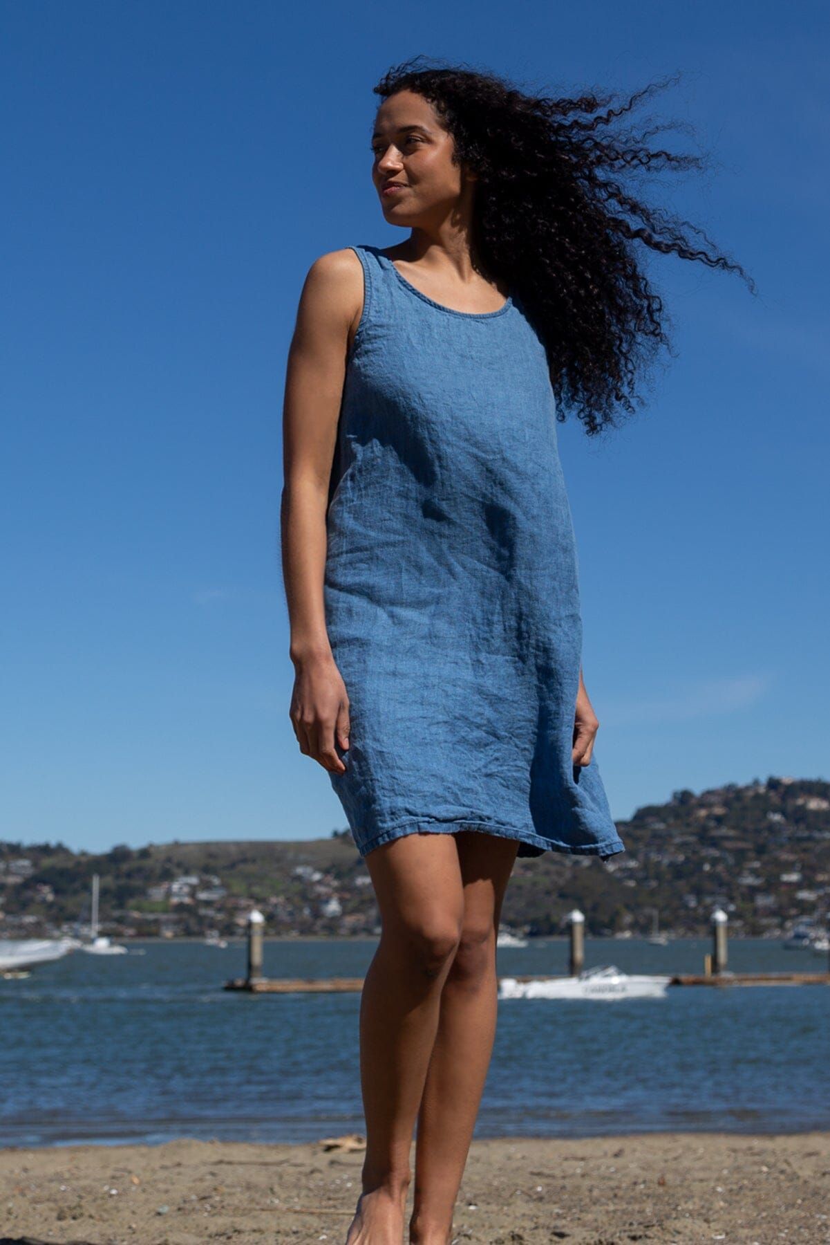 Jess - Indigo Linen sold by CP Shades