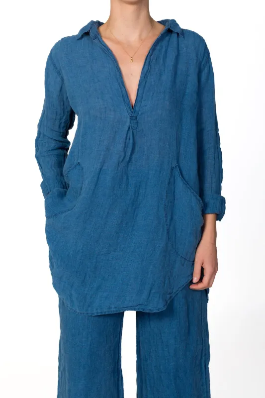 Teton - Lightweight Indigo Linen sold by CP Shades
