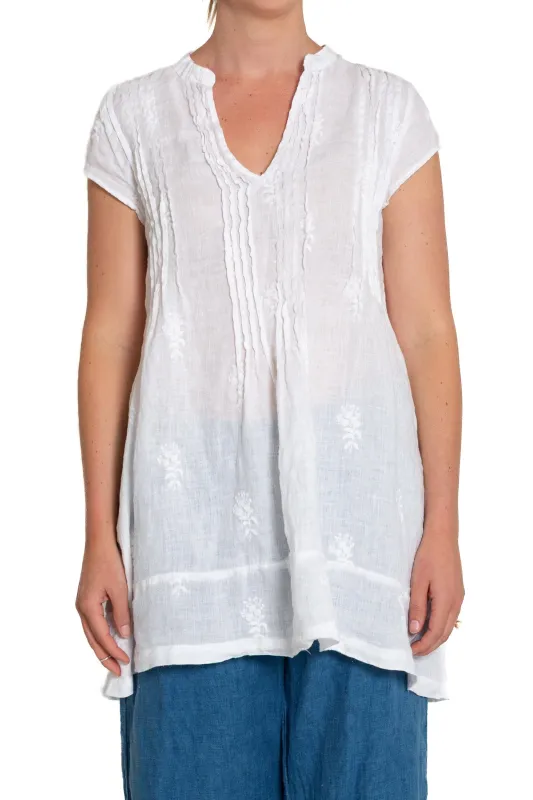 Regina Cap Sleeve - Embroidered Linen sold by CP Shades