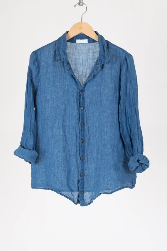 Romy - Lightweight Indigo Linen sold by CP Shades