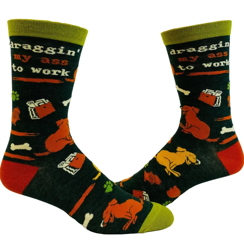 Men's Draggin My Ass To Work Socks sold by Crazy Dog T-Shirts