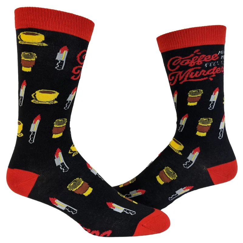 Womens Coffee Makes Me Feel Less Murdery Socks sold by Crazy Dog T-Shirts