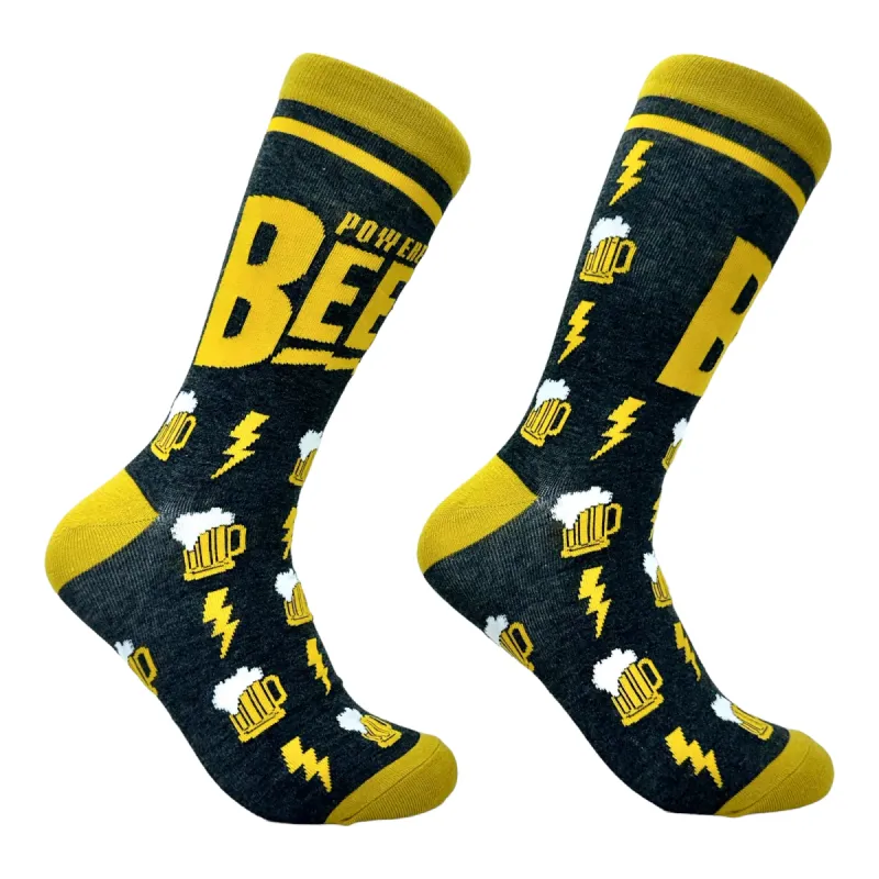 Men's Powered By Beer Socks sold by Crazy Dog T-Shirts