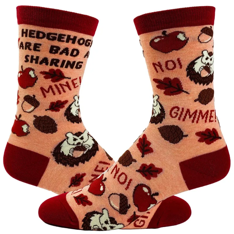 Women's Hedgehogs Are Bad At Sharing Socks sold by Crazy Dog T-Shirts