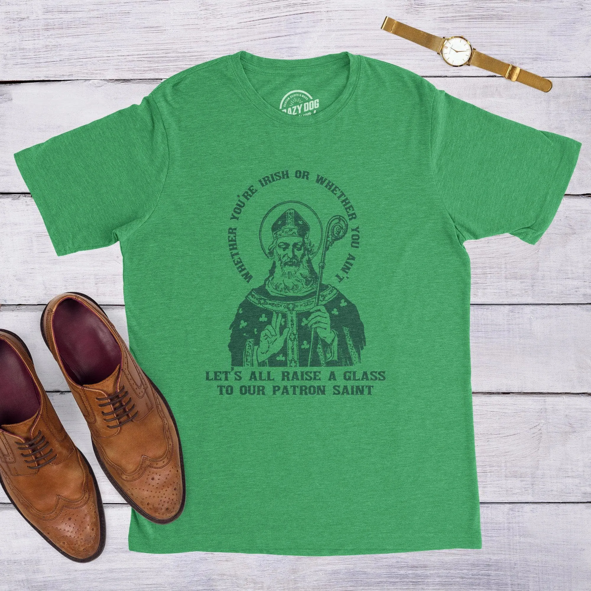 Let's All Raise A Glass To Our Patron Saint Men's T Shirt sold by Crazy Dog T-Shirts product image thumbnail 3