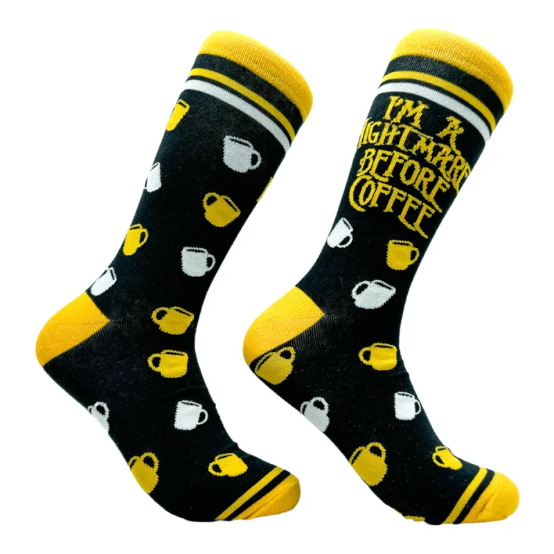 Men's Im A Nightmare Before Coffee Socks sold by Crazy Dog T-Shirts