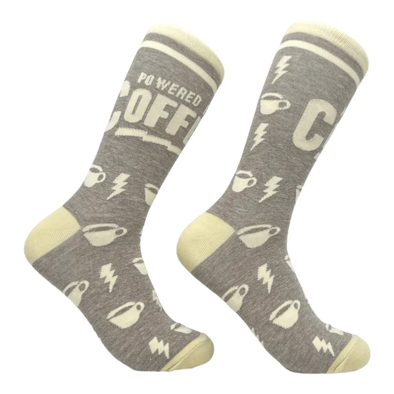 Men's Powered By Coffee Socks sold by Crazy Dog T-Shirts