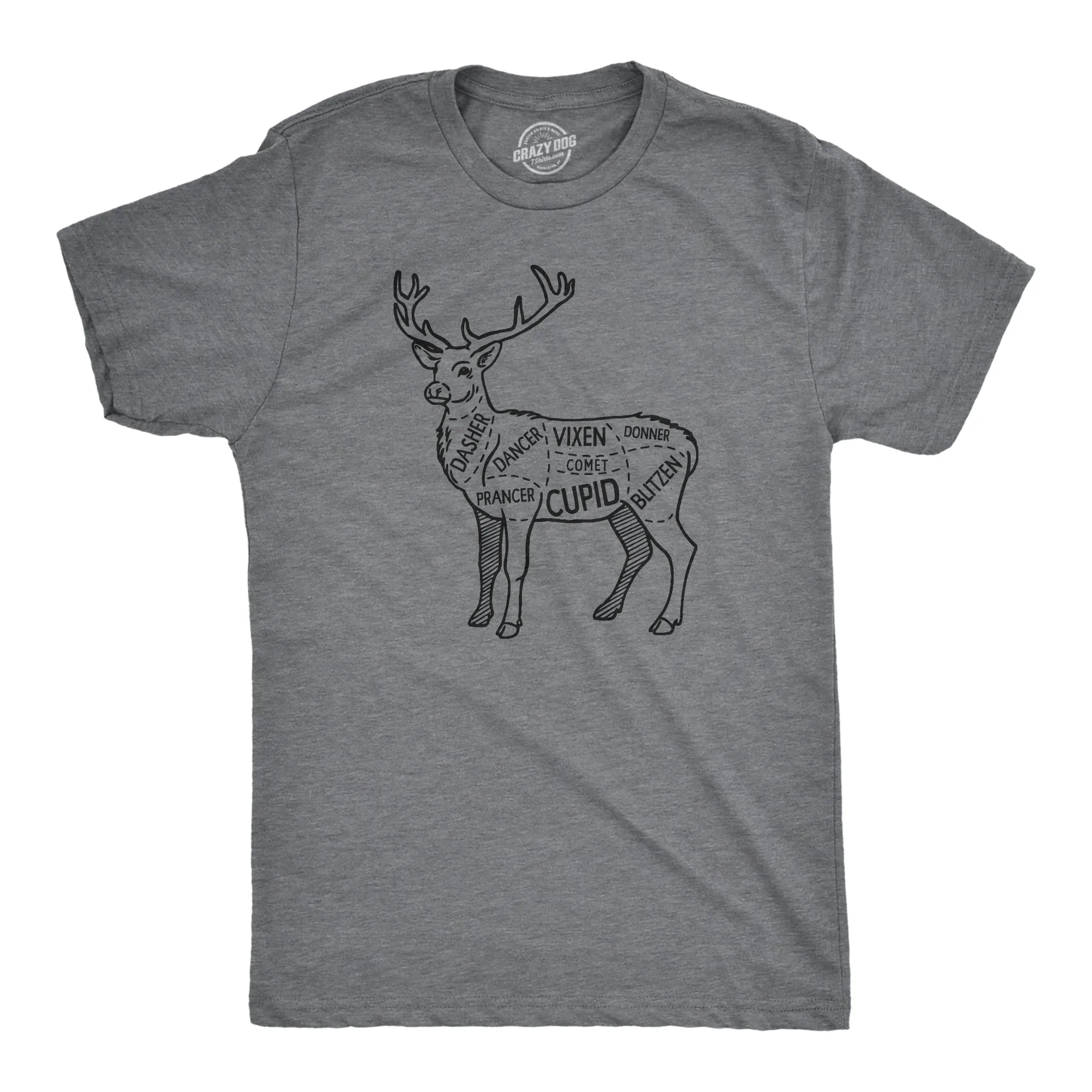 Reindeer Meat Cuts Men's T Shirt sold by Crazy Dog T-Shirts