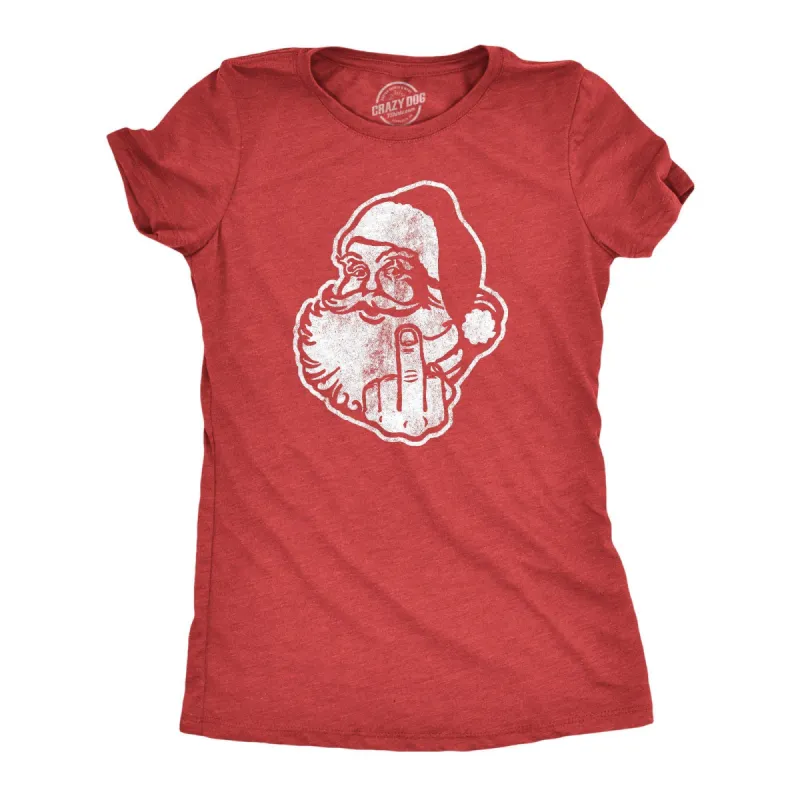 Middle Finger Santa Women's T Shirt sold by Crazy Dog T-Shirts