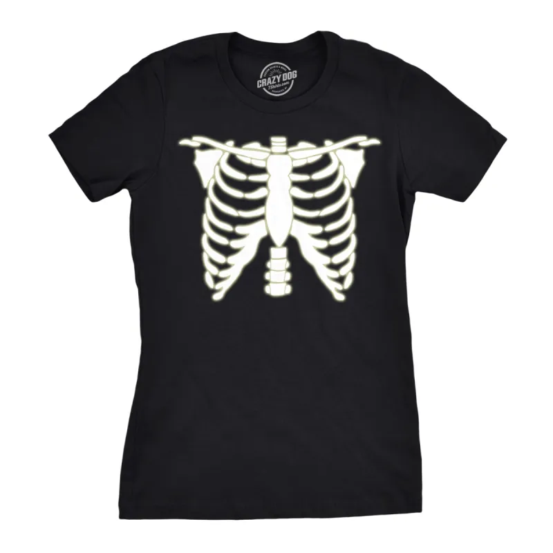 Glowing Skeleton Rib Cage Halloween Women's T Shirt sold by Crazy Dog T-Shirts