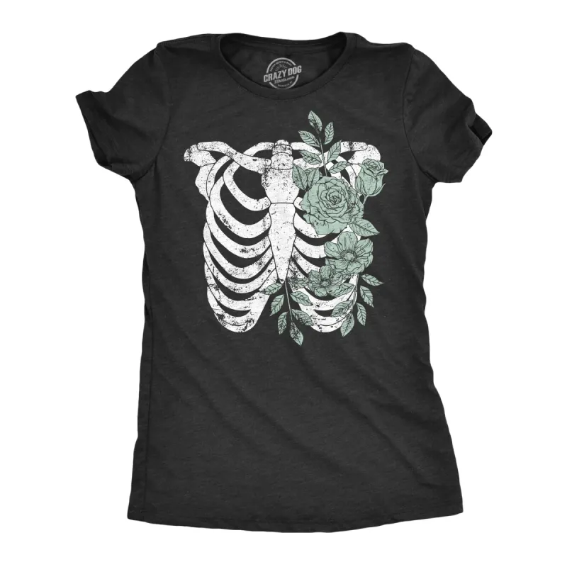 Floral Ribcage Women's T Shirt sold by Crazy Dog T-Shirts