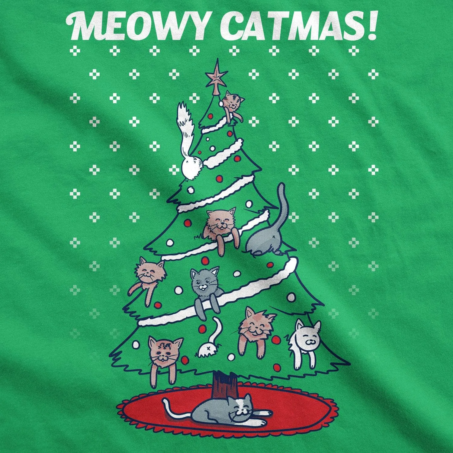 Meowy Christmas Cat Tree Ugly Christmas Sweater Women's T Shirt sold by Crazy Dog T-Shirts product image thumbnail 2