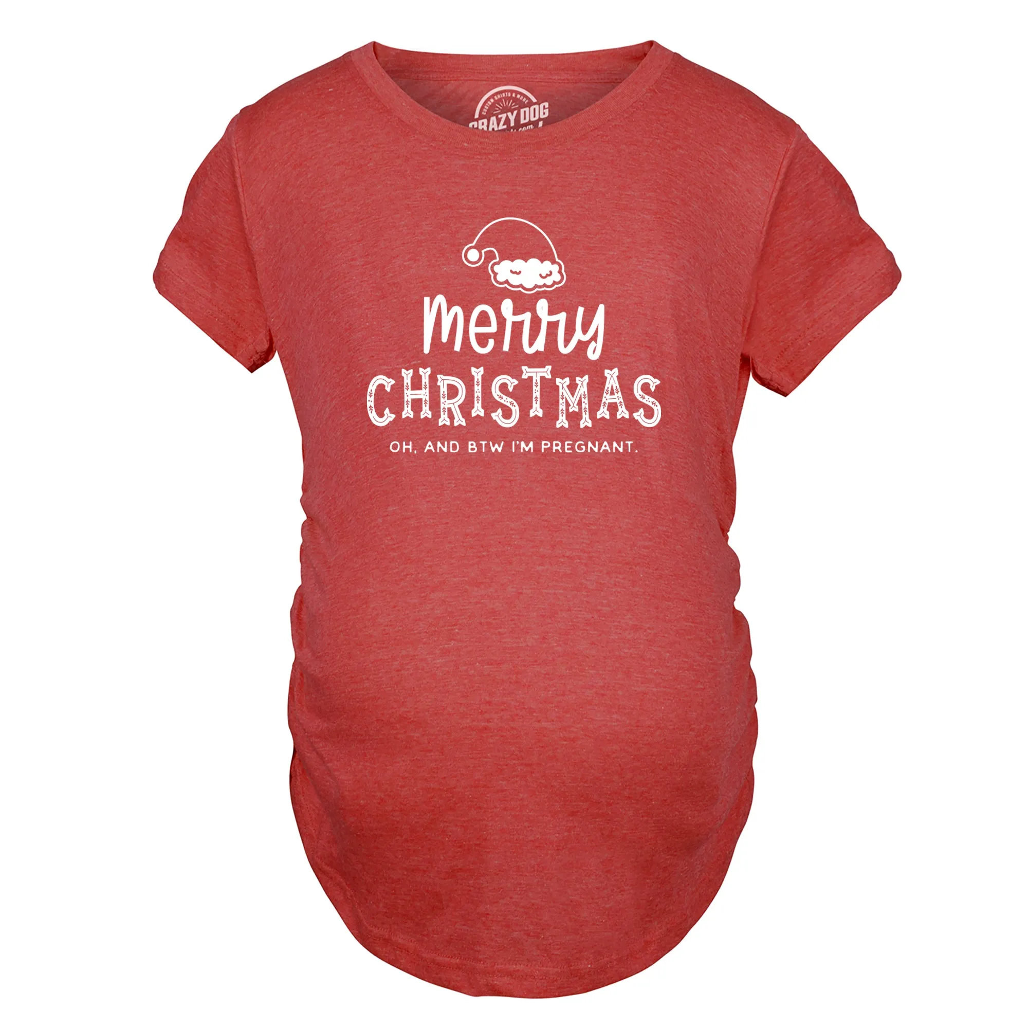 Merry Christmas Oh And BTW I'm Pregnant Maternity T Shirt sold by Crazy Dog T-Shirts product image thumbnail 3
