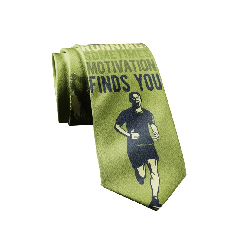 Running: Sometimes Motivation Finds You Bear Neck Tie Tie sold by Crazy Dog T-Shirts