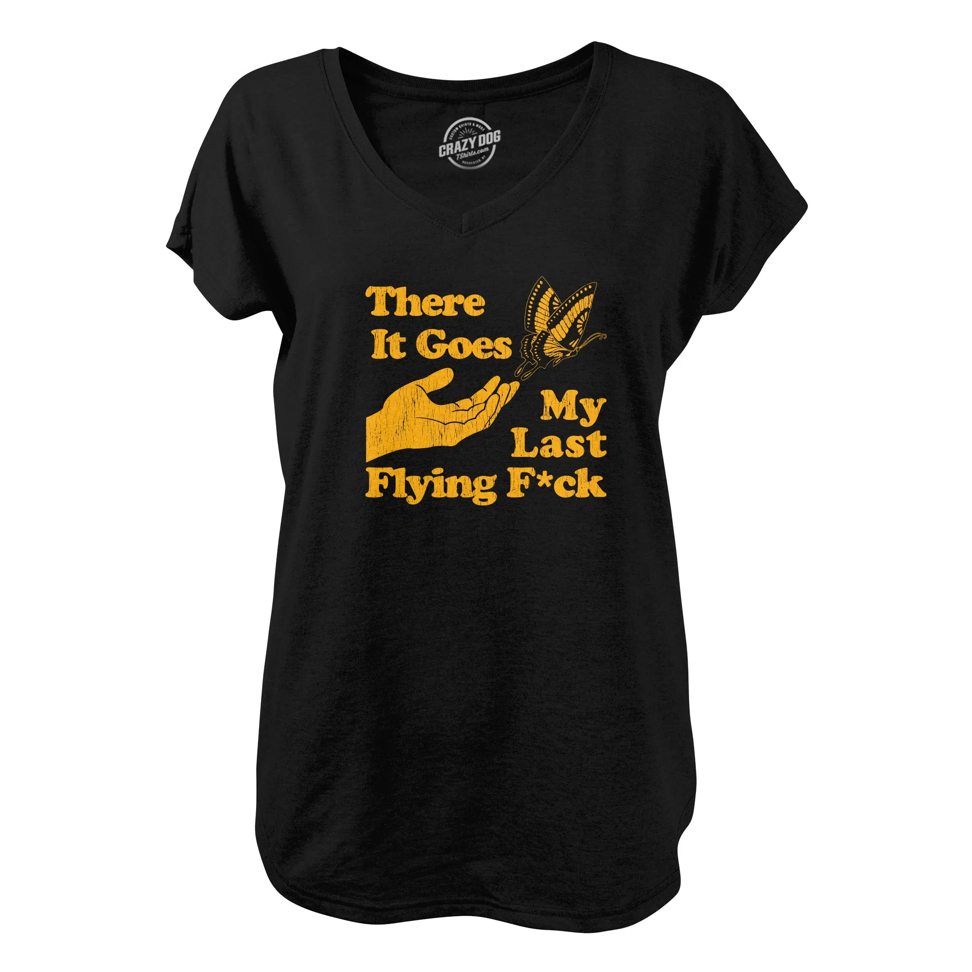 There Goes My Last Flying Fuck Womens V-Neck sold by Crazy Dog T-Shirts