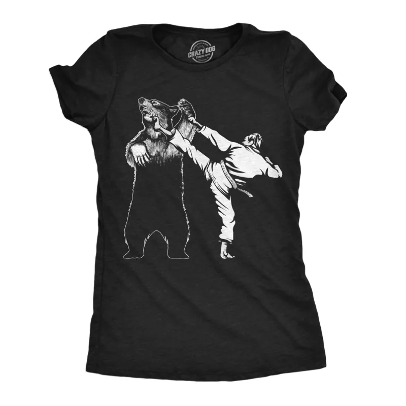Karate Kicked Bear Women's T Shirt sold by Crazy Dog T-Shirts