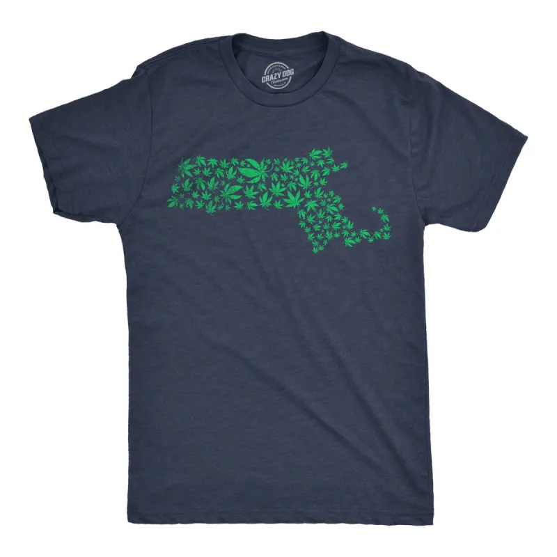 Massachusetts State Pot Leaves Men's T Shirt sold by Crazy Dog T-Shirts