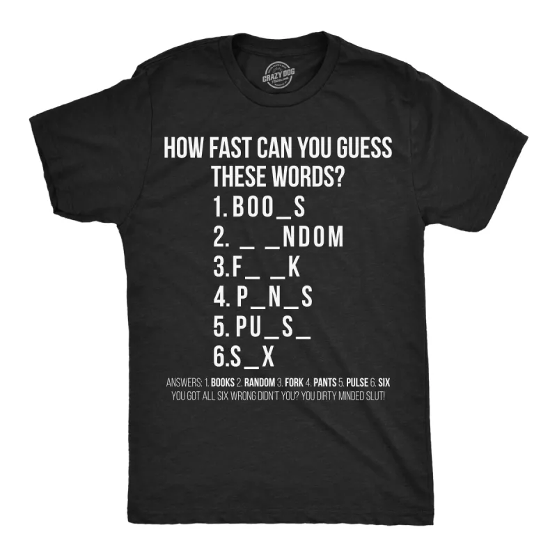 How Fast Can You Guess These Words Men's T Shirt sold by Crazy Dog T-Shirts