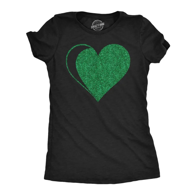 Green Glitter Heart Women's T Shirt sold by Crazy Dog T-Shirts