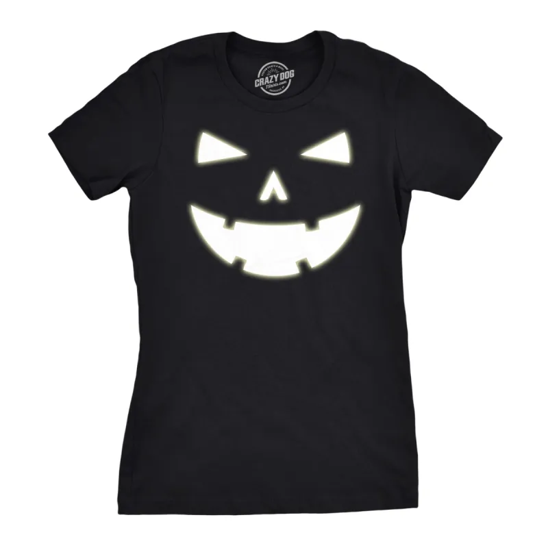 Happy Tooth Glowing Pumpkin Face Women's T Shirt sold by Crazy Dog T-Shirts