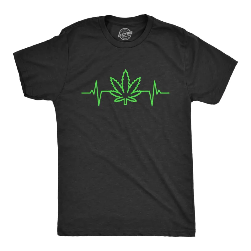Pot Leaf Heart Beat Men's T Shirt sold by Crazy Dog T-Shirts