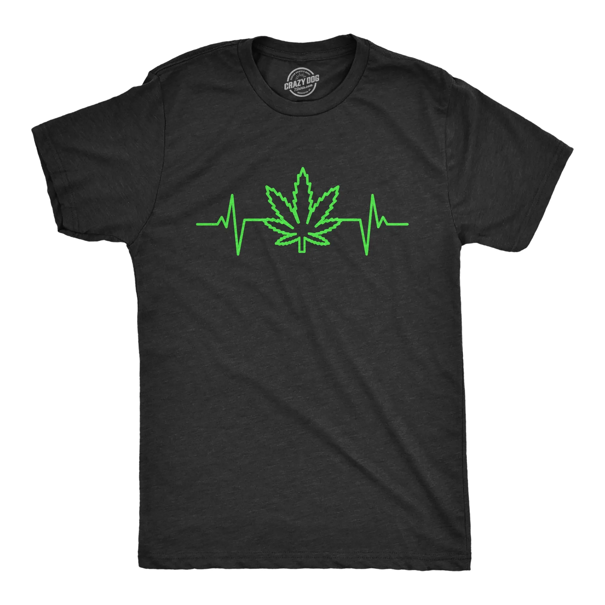 Pot Leaf Heart Beat Men's T Shirt sold by Crazy Dog T-Shirts