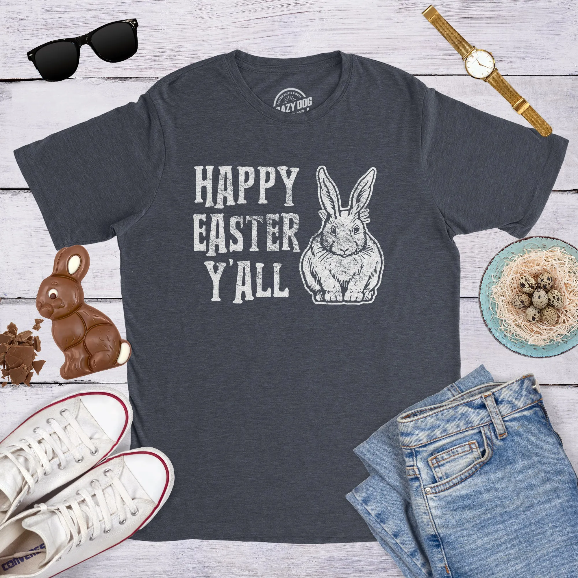 Happy Easter Y'all Men's T Shirt sold by Crazy Dog T-Shirts product image thumbnail 3