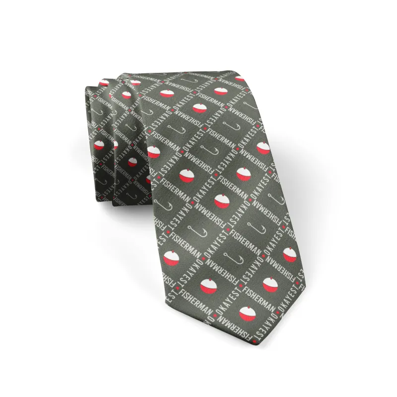 Okayest Fisherman Neck Tie Tie sold by Crazy Dog T-Shirts