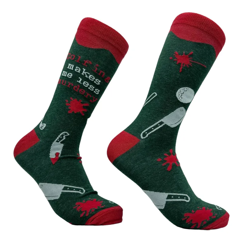 Men's Golfing Makes Me Less Murdery Socks sold by Crazy Dog T-Shirts