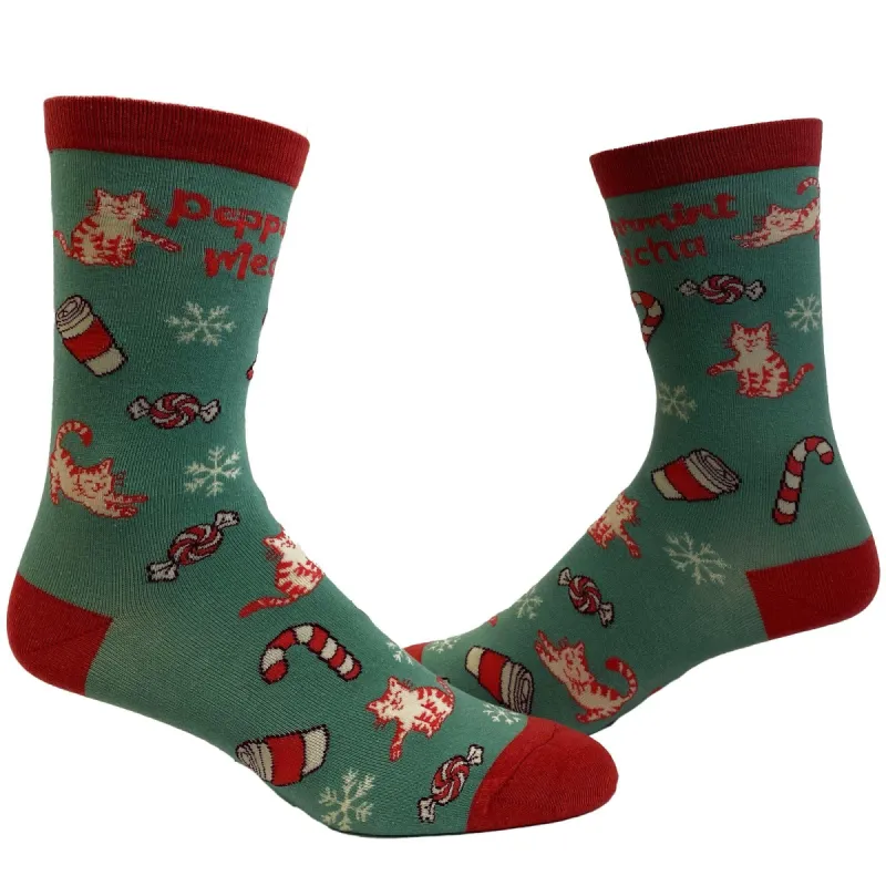 Womens Pepurrrmint Meowcha Socks sold by Crazy Dog T-Shirts