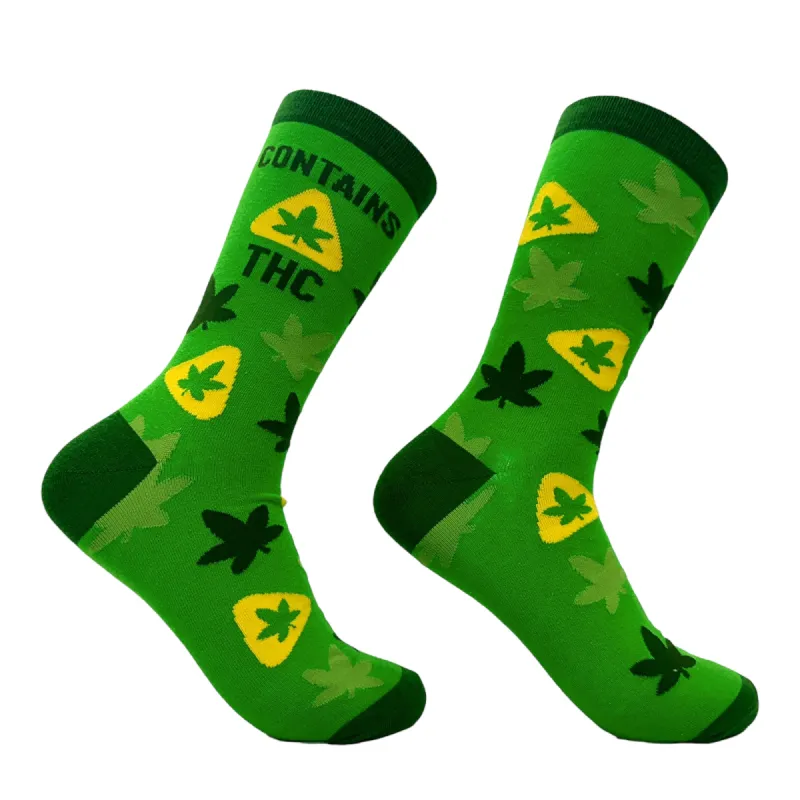 Men's Contains THC Socks sold by Crazy Dog T-Shirts