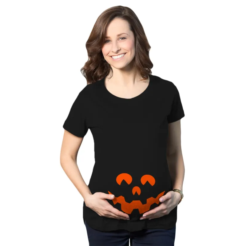 Cartoon Eyes Pumpkin Face Maternity T Shirt sold by Crazy Dog T-Shirts