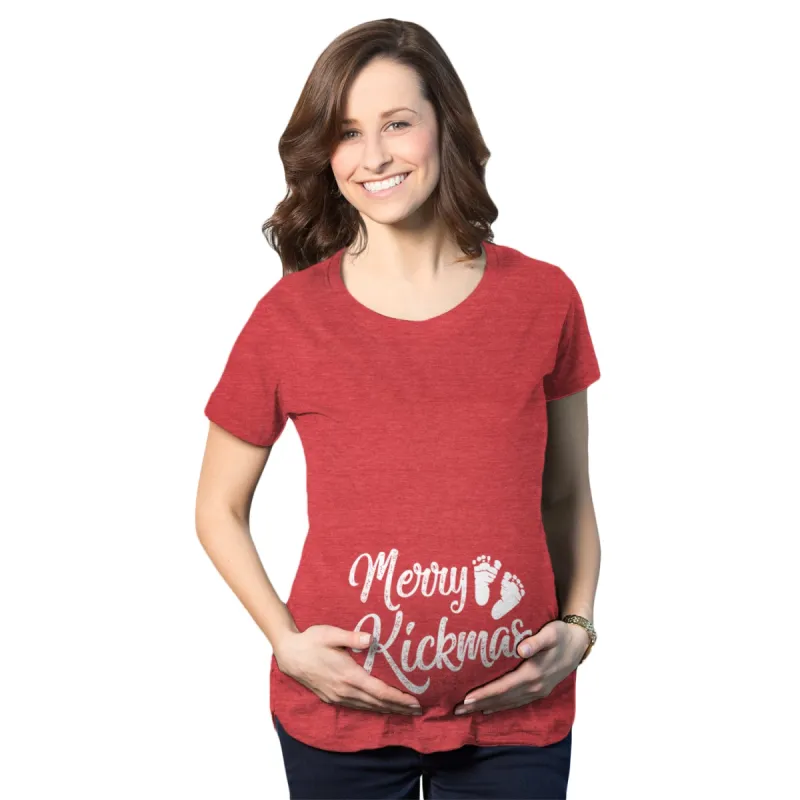Merry Kickmas Maternity T Shirt sold by Crazy Dog T-Shirts