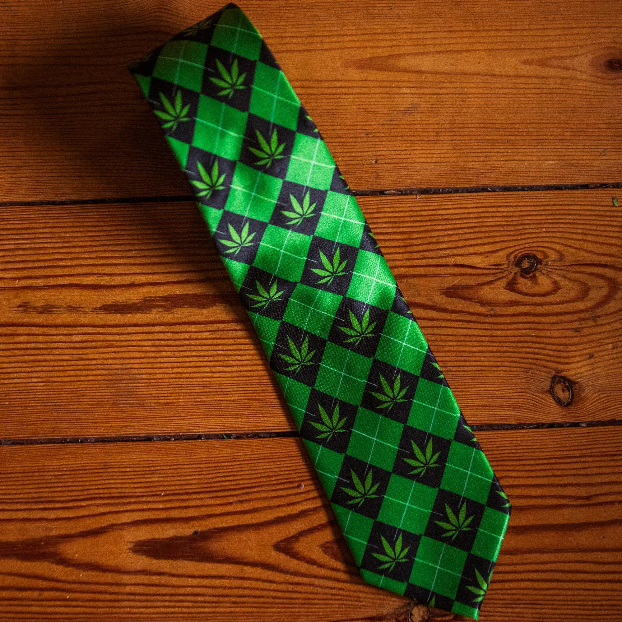 Marijuana Argyle Neck Tie Tie sold by Crazy Dog T-Shirts product image thumbnail 2